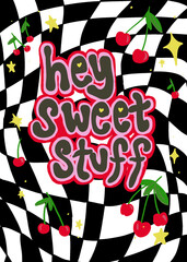 Obraz premium Hey Sweet Stuff checkered cherry image