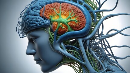 /imagine: A hyper-realistic 3D illustration of the corpus callosum with vibrant synaptic connections and vivid neural activity mapped in glowing blue and green tones --ar 3:2 --v 4