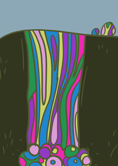 Rainbow waterfall drawing