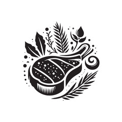 Beef Steak Vector - Silhouette of Beef Steak - Illustration of Beef Steak.