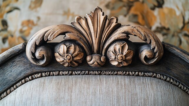 A chair with a floral design on the back