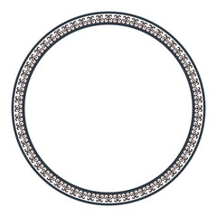 Round Islamic Asian Turkic national ornament frame. Round Islamic Asian Turkic pattern frame, border, decorative ornament of the  Kazakh, Kyrgyz, Mongol, Uzbek, Tajik. For embroidery, textile, print 