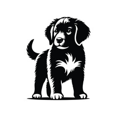 A cute puppy dog icon silhouette vector art illustration template design