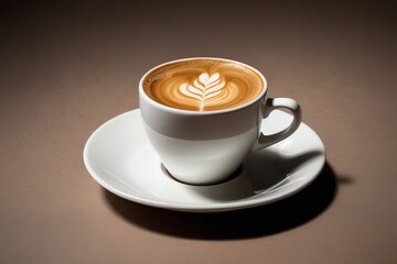 Obraz premium there is a cup of coffee with a leaf on it