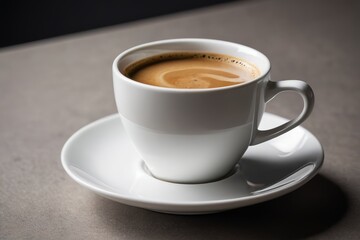 there is a cup of coffee on a saucer on a table