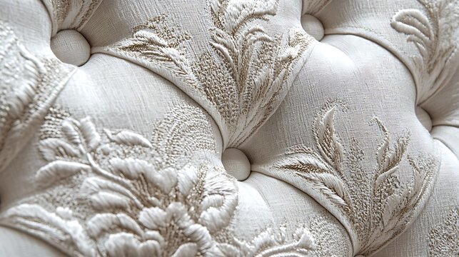 A white pillow with a floral design on it