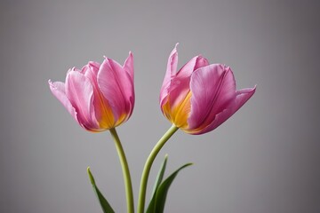 Fototapeta premium there are two pink flowers that are in a vase