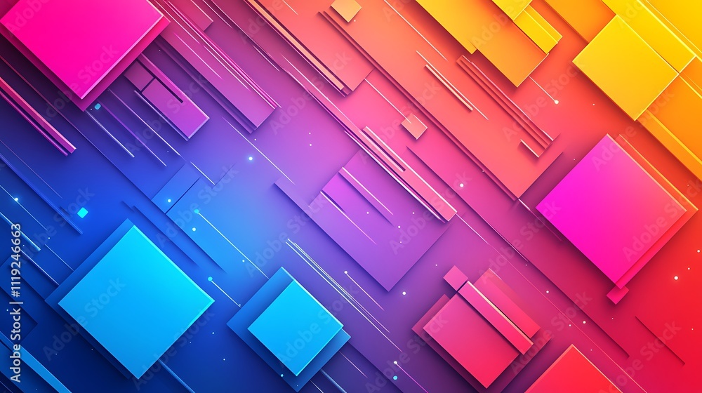 Aufkleber abstract colorful geometric shapes on a gradient background for digital design.