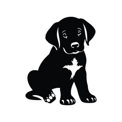 A cute puppy dog sitting icon silhouette vector art illustration template design