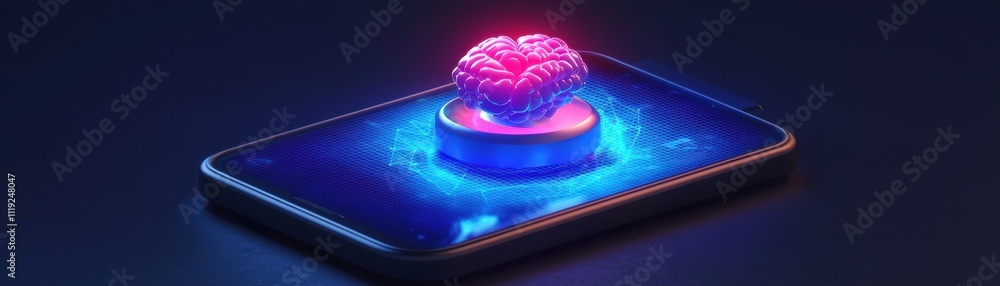 Poster futuristic smartphone showcasing ai-driven visuals digital environment high-tech perspective
