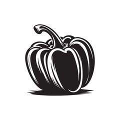Bell Pepper Illustration - Silhouette of Bel Pepper - Minimalist Bell Pepper Vector - Vegetable Silhouette.