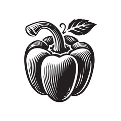 Bell Pepper Illustration - Silhouette of Bel Pepper - Minimalist Bell Pepper Vector - Vegetable Silhouette.