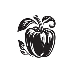 Bell Pepper Illustration - Silhouette of Bel Pepper - Minimalist Bell Pepper Vector - Vegetable Silhouette.