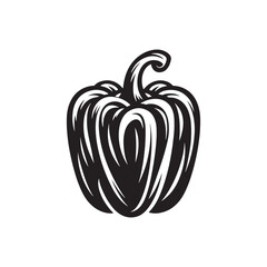 Bell Pepper Illustration - Silhouette of Bel Pepper - Minimalist Bell Pepper Vector - Vegetable Silhouette.