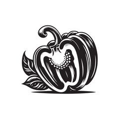 Bell Pepper Illustration - Silhouette of Bel Pepper - Minimalist Bell Pepper Vector - Vegetable Silhouette.