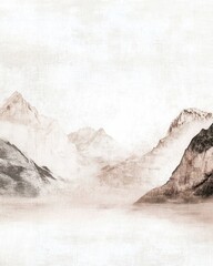 Vintage landscape art painting, wall art, design, realistic, textured painting