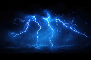 Dramatic lightning storm electrifies dark night sky.