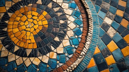 Fototapeta premium Intricate Mosaic Tilework: A Stunning Display of Color and Pattern