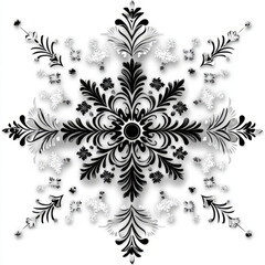 Fototapeta premium black and white stencil of winter snowflake.