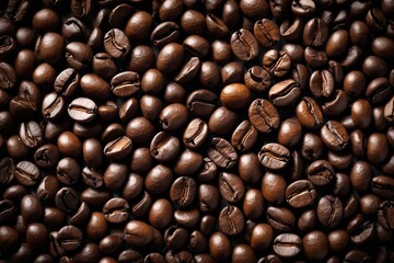 Fototapeta premium a close up of a pile of coffee beans with a black background