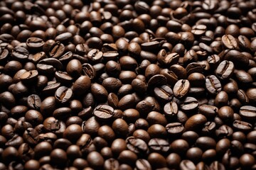 Obraz premium a close up of a pile of coffee beans with a few small holes