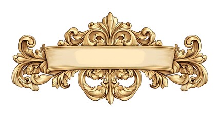 Ornate Gold Scrollwork Design with Banner