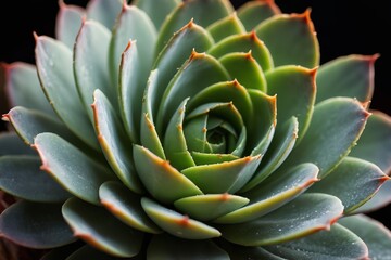 a close up of a green plant with orange tips