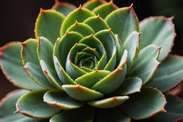Fototapeta premium a close up of a green plant with a red center