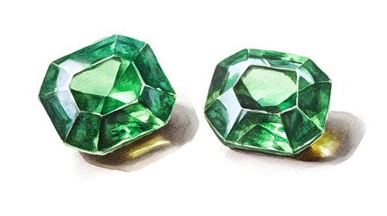 Lustrous green emeralds jewelry display gemstone art elegant environment close-up view beauty concept