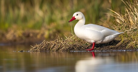 white duck in a pond