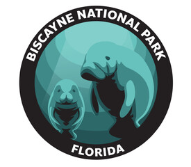 Biscayne NATIONAL PARK Florida Vector Logo Manatee
