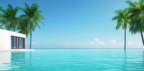 Fototapeta premium Escape to a tropical island retreat: your perfect getaway hideaway surrounded by paradise.