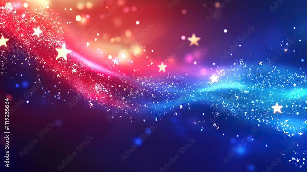 Poster vibrant starry abstract background in red and blue.this captivating abstract background showcases a 
