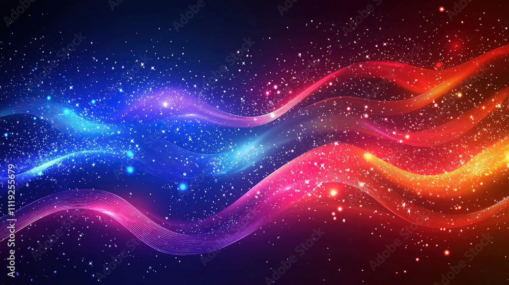 Poster vibrant starry abstract background in red and blue.this captivating abstract background showcases a 