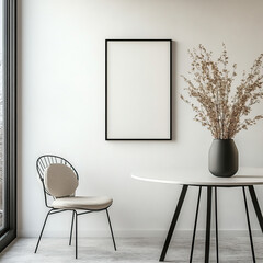 Modern living room, white picture frame, home, sofa, light, simple style