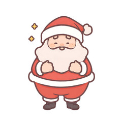 Minimal vector art of a chubby Santa Claus in watercolor cartoon style. Simple and festive design on transparent background. Perfect for a variety of your holiday projects.
