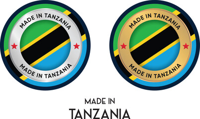 Made in Tanzania. Premium labels, stickers, pointer, badge and symbol of Tanzania flag icon. Collection vector illustration