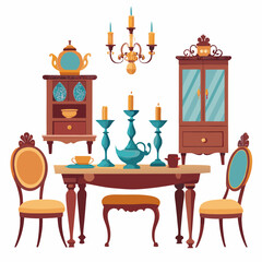 antique dining table on a white background