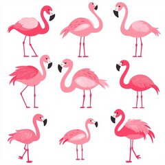 Fototapeta premium set of flamingos