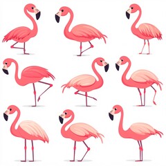 Fototapeta premium set of flamingo