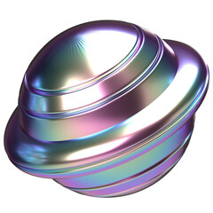 Iridescent Metallic Sphere with Grooves Abstract 3D Render