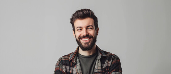 Obraz premium Caucasian man in comfortable, everyday outfits that transition seamlessly from casual to professional, this scene is set against a clear white backdrop.
