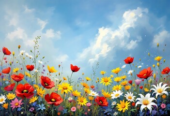Fototapeta premium summer flowers, summer meadow, flowery meadow 