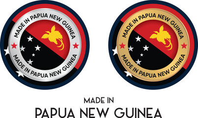 Made in Papua New Guinea. Premium labels, stickers, pointer, badge and symbol of Papua New Guinea flag icon. Collection vector illustration