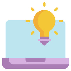 bulb light thinking laptop flat style icon