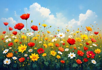 Fototapeta premium summer flowers, summer meadow, flowery meadow 