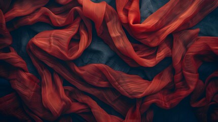 Red fabric draped on dark background.
