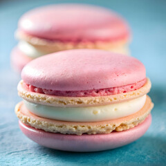 Pink Macarons. A Delightful Close-up of Delicate French Pastries