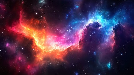 Fototapeta premium Vibrant Galaxy with Colorful Waves. Abstract cosmic energy in space - generative ai.