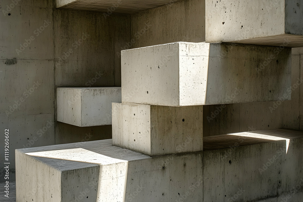 Poster abstract concrete structure with shadows.